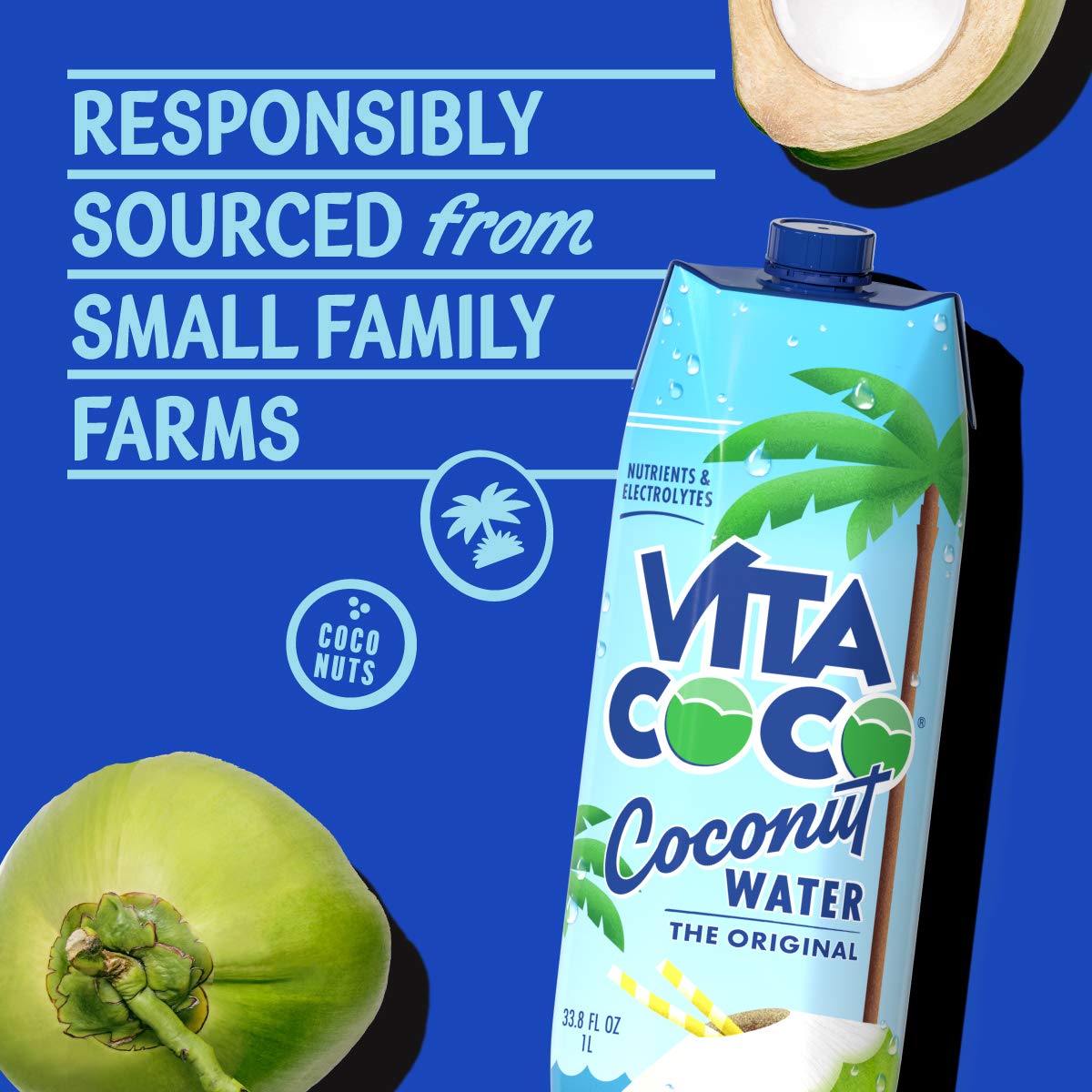 Vita Coco Coconut Water Original, 33.8 Fl Oz (Pack of 6)