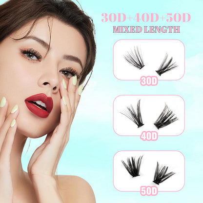 VAVALASH DIY Lash Extension Kit 280 Clusters Individual Lashes Kit 30D 40D 0.07D-10-16mm Lash Clusters, Lash Bond and Seal, Lash Tweezer for DIY Eyelash Extension at Home（Kit-30D+40D-0.07D-10-16MIX）