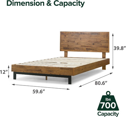 ZINUS Tricia Wood Platform Bed Frame with Adjustable Headboard, Wood Slat Support with No Box Spring Needed, Easy Assembly, Queen