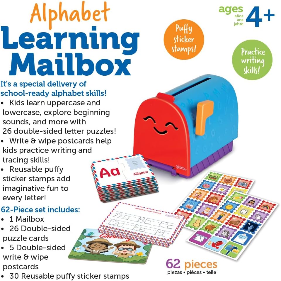 Learning Resources Alphabet Learning Mailbox - ABC Learning Toys for Kids Ages 4+, Montessori Preschool Toys, Fine Motor Skills, Birthday Gifts for Boys and Girls,Back to School