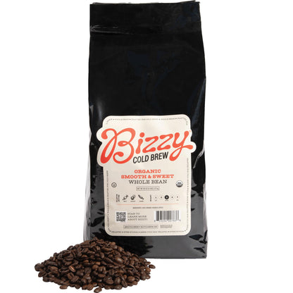 Bizzy Organic Cold Brew Coffee | Smooth & Sweet Blend | Coarse Ground Coffee | Micro Sifted | Specialty Grade | 100% Arabica | 1 LB