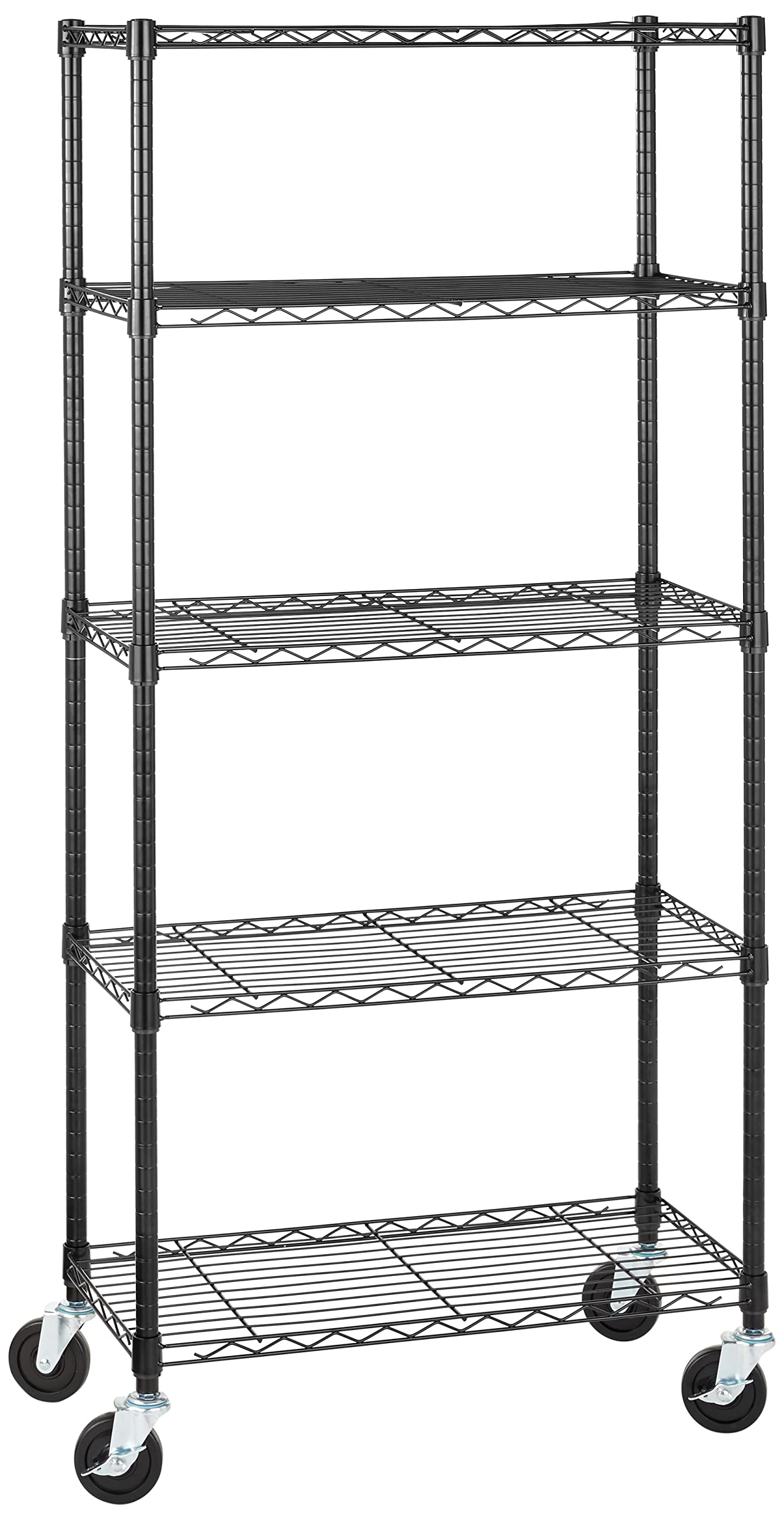 Amazon Basics 3-Shelf Adjustable, Heavy Duty Storage Shelving Unit (250 lbs loading capacity per shelf), Steel Organizer Wire Rack, 23.2"L x 13.4"W x 30"H, Black