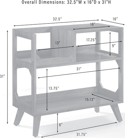 Crosley Furniture Asheville Mid-Century Modern Media Console Record Player Stand, Storage for Vinyl Records, Walnut, Medium