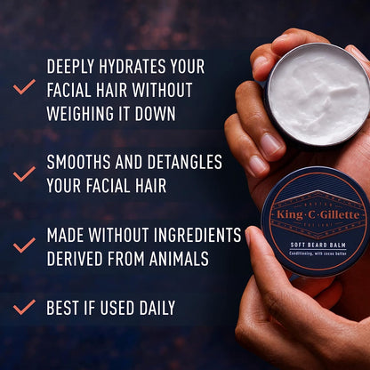 King C. Gillette Soft Beard Balm, Deep Conditioning with Cocoa Butter, Argan Oil and Shea Butter