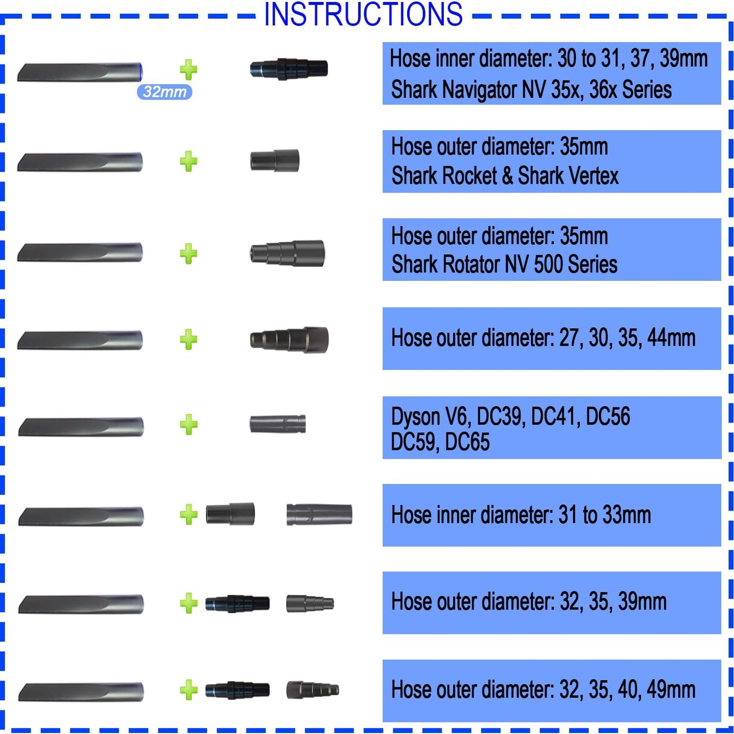 Household Cleaning Kit Attachments Vacuum Cleaner Accessories Universal Vacuum Hose Adapters Flexible Crevice Tool for Dryer Lint Vent Trap Cleaner