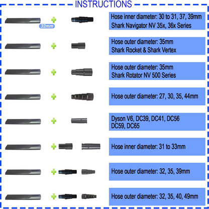 Household Cleaning Kit Attachments Vacuum Cleaner Accessories Universal Vacuum Hose Adapters Flexible Crevice Tool for Dryer Lint Vent Trap Cleaner