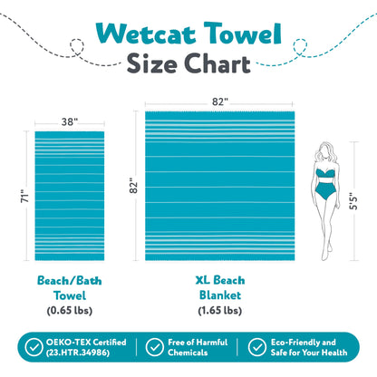 WETCAT Turkish Beach Towel Oversized 38x71 100% Cotton Sand Free Quick Dry Extra Large Light Travel Towel for Adults Beach Accessories Gifts (Blue, Beach Towel (38" x 71"))