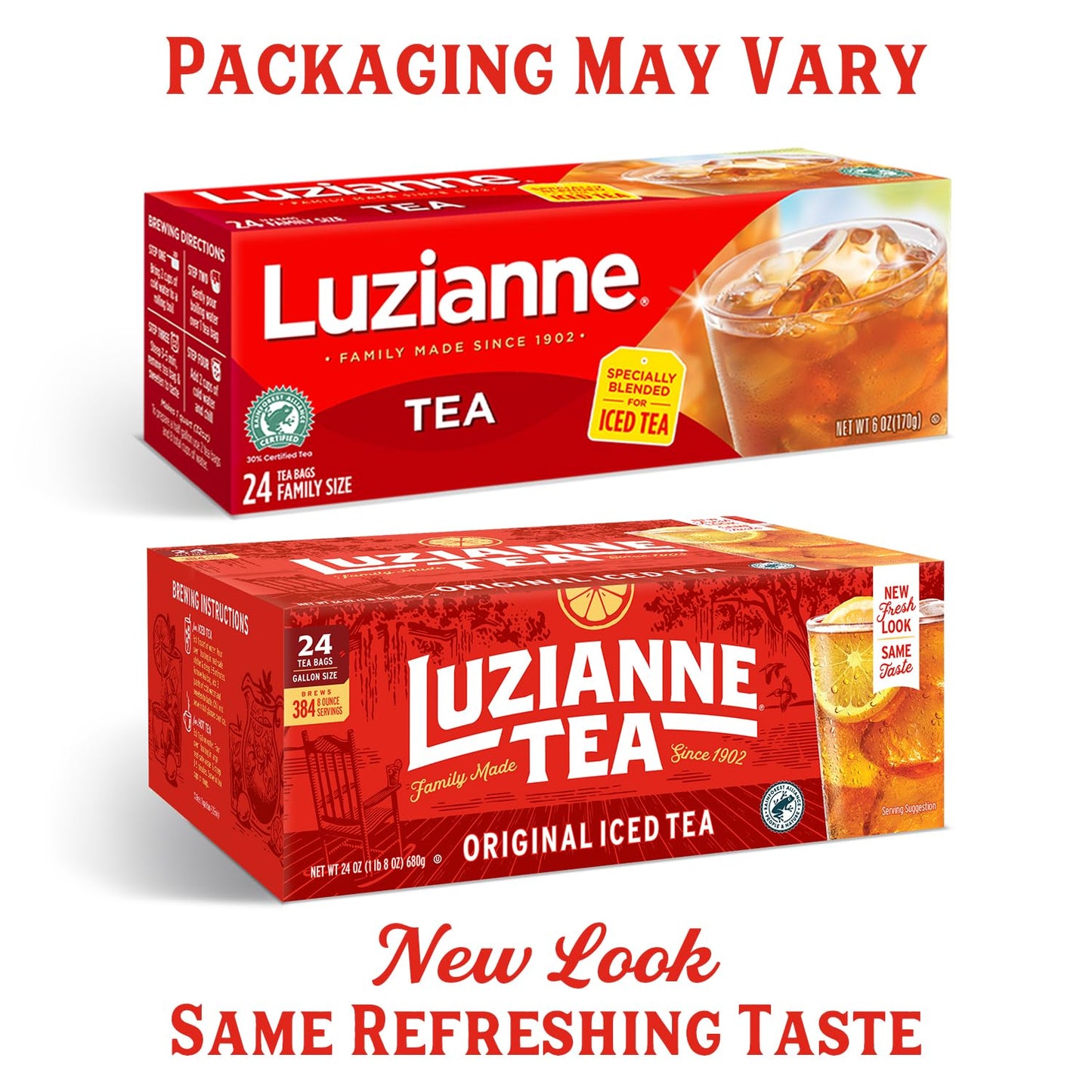 Luzianne Decaffeinated Iced Tea Bags, Family Size, 24ct Box (Pack of 6)