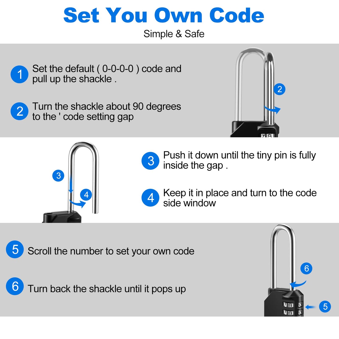 Fayleeko Combination Lock, 4 Digit Padlock for School Gym Sports Locker, Fence, Toolbox, Case, Hasp Cabinet Storage (2 Pack, Black)