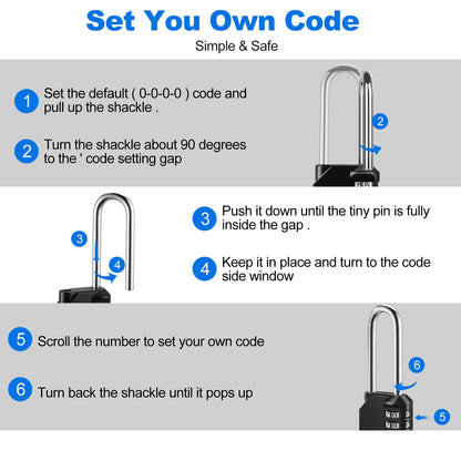 Fayleeko Combination Lock, 4 Digit Padlock for School Gym Sports Locker, Fence, Toolbox, Case, Hasp Cabinet Storage (2 Pack, Black)