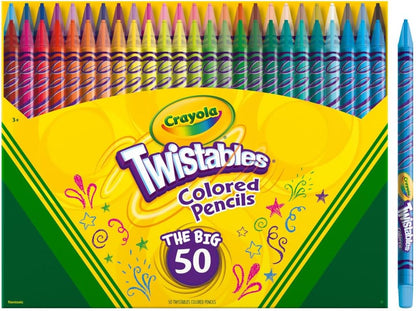 Crayola Twistables Colored Pencil Set (50ct), No Sharpen Colored Pencils For Kids, Kids Art Supplies for Back to School, 4+ [Amazon Exclusive]