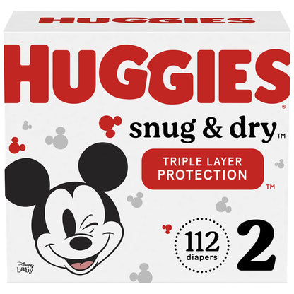 Huggies Size 2 Diapers, Snug & Dry Baby Diapers, Size 2 (12-18 lbs), 100 Count, Packaging May Vary