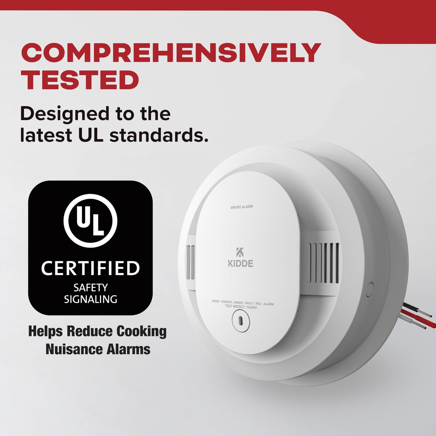 Kidde Smoke Detector, Hardwired Smoke Alarm with Battery Backup, Test-Silence Button