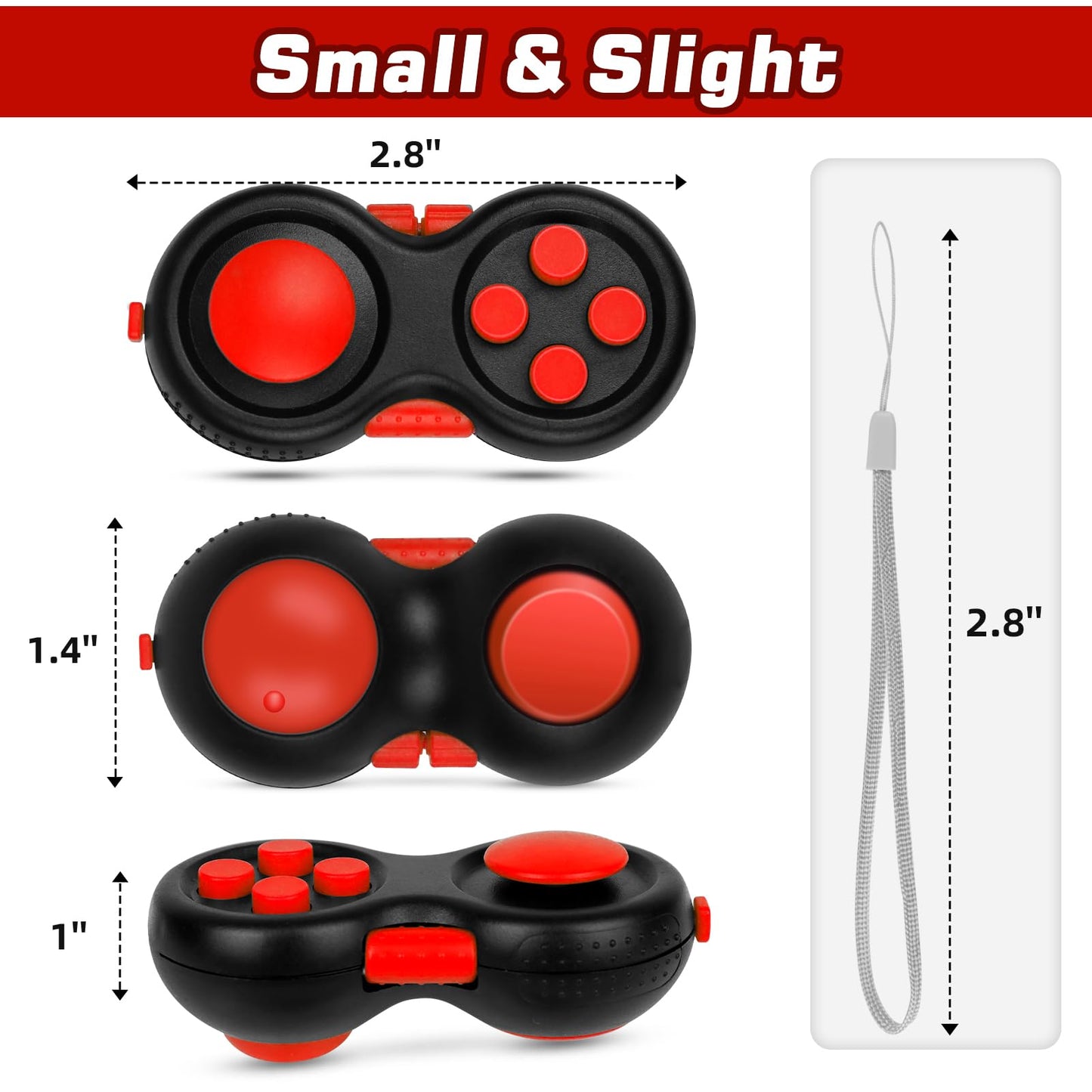 WTYCD Original Fidget Toy Game, Rubberized classical Controller Fidget Concentration Toy with 8-Fidget Functions and Lanyard - Excellent for Relieving Stress and Anxiety