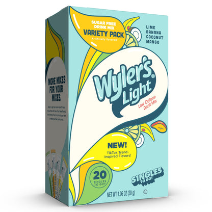 Wyler's Light Singles to Go Powder Packets, Water Drink Mix, Variety Pack, Watertok Fun Flavors, Cotton Candy, Mermaid, Peach Ring, Unicorn, Sugar & Caffeine Free, On-The-Go, 20 Count (Pack - 1)