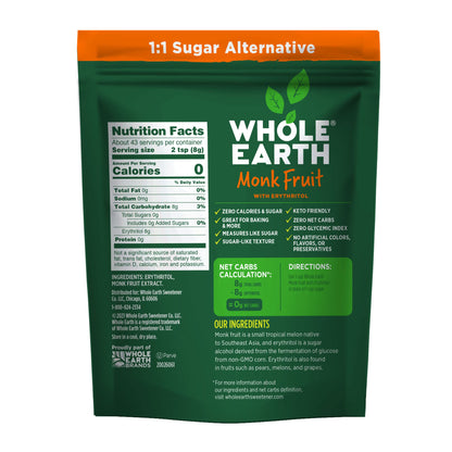 Whole Earth Sweetener Co. Stevia & Monk Fruit Sweetener, Erythritol Sweetener, Stevia Packets, Sugar Substitute, Natural Sweetener, 400 Count