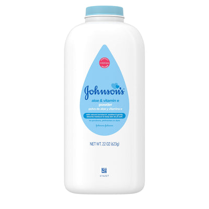 Johnson's Baby Powder, Naturally Derived Cornstarch with Aloe & Vitamin E for Delicate Skin, Hypoallergenic and Free of Parabens, Phthalates, and Dyes for Gentle Baby Skin Care, 15 oz