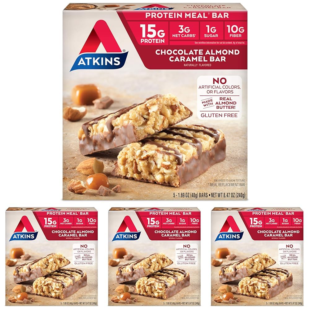 Atkins Double Fudge Brownie Protein Meal Bar, High Fiber, 15g Protein, 1g Sugar, 4g Net Carb, Meal Replacement, Keto Friendly