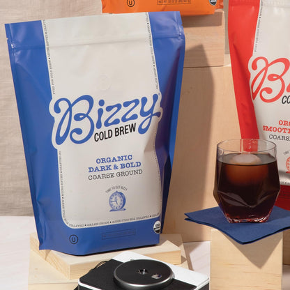 Bizzy Organic Cold Brew Coffee | Smooth & Sweet Blend | Coarse Ground Coffee | Micro Sifted | Specialty Grade | 100% Arabica | 1 LB