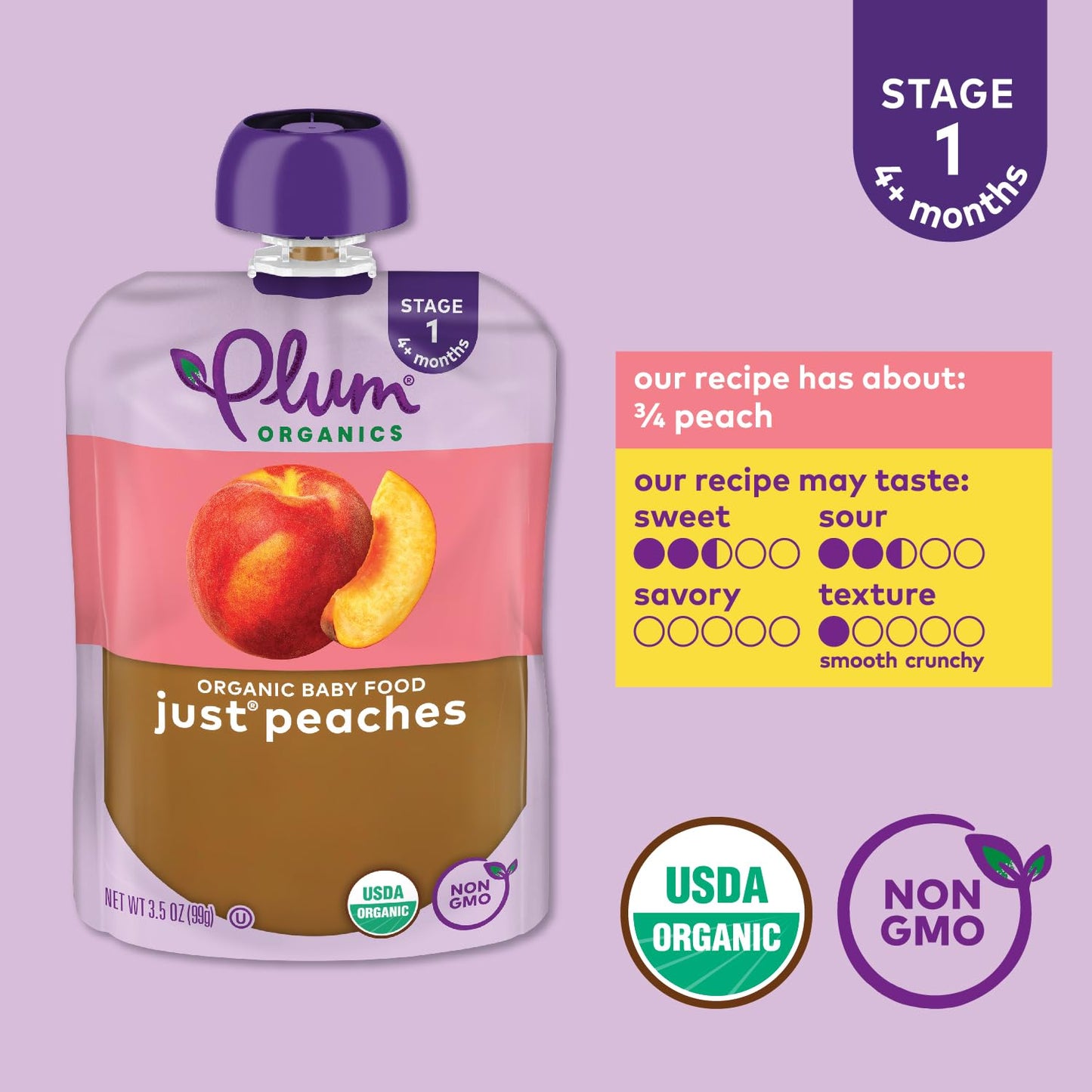 Plum Organics | Stage 1 | Organic Baby Food Meals [4+ Months] | Just Prunes | 3.5 Ounce Pouch (Pack Of 12) Packaging May Vary