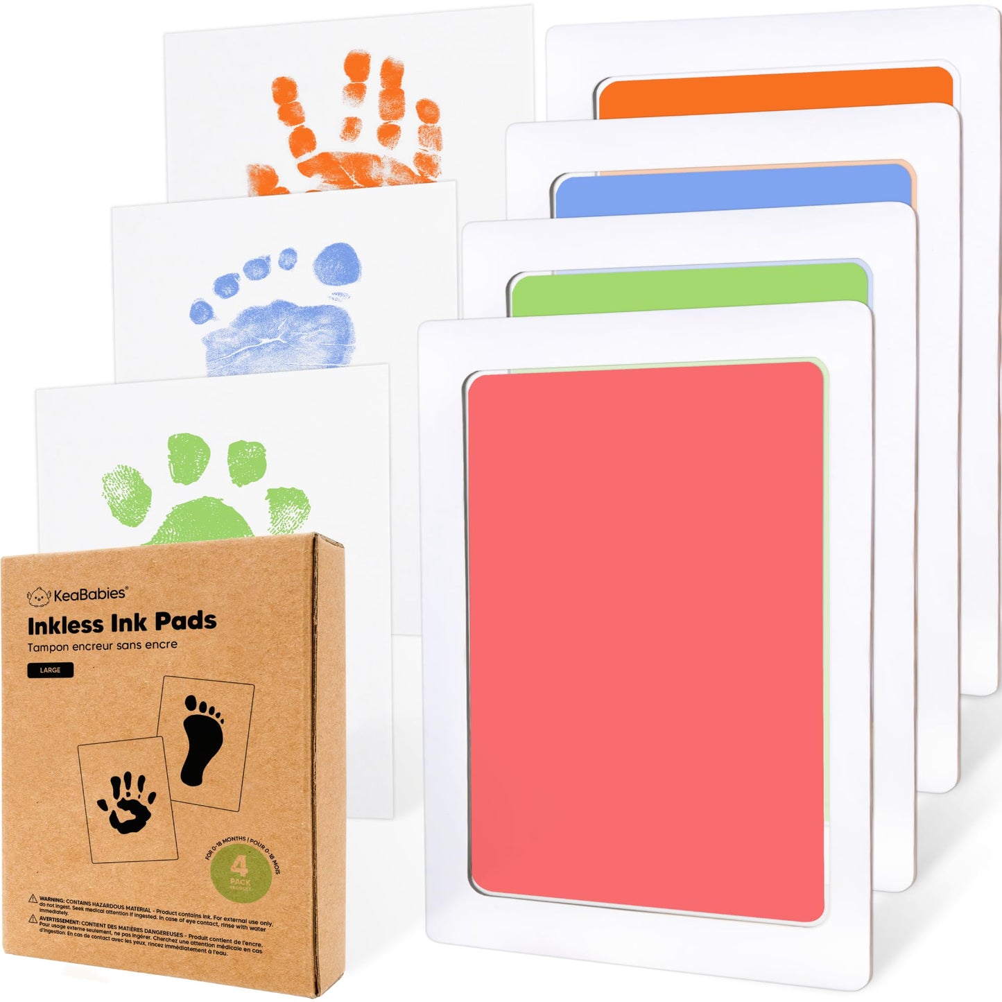 4-Pack Inkless Hand and Footprint Kit - Ink Pad for Baby Hand and Footprints - Dog Paw Print Kit,Dog Nose Print Kit - Baby Footprint Kit, Clean Touch Baby Foot Printing Kit, Handprint Kit (Jet Black)