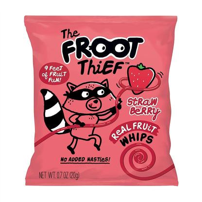 The FROOT Thief Real Fruit Snack Whips Strawberry Flavor, Nut Free, 100% Natural, Gluten-Free, Non-GMO, No Artificial Colors or Flavors, Pack of 5