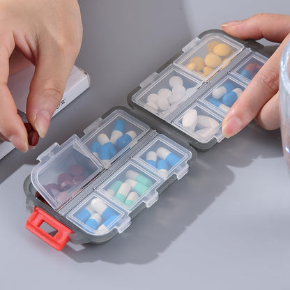 1Pack Travel Pill Organizer - 10 Compartments Pill Case, Compact and Portable Pill Box, Perfect for On-The-Go Storage, Pill Holder for Purse Gray