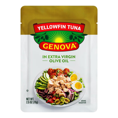 Genova Premium Yellowfin Tuna in Olive Oil, Wild Caught, Solid Light, 5 oz. Can (Pack of 8)