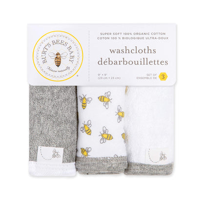 Burt's Bees Baby Infant Washcloths, 100% Organic Cotton, Soft and Super Absorbent Knit Terry Wash Cloth - 6 Pack Set