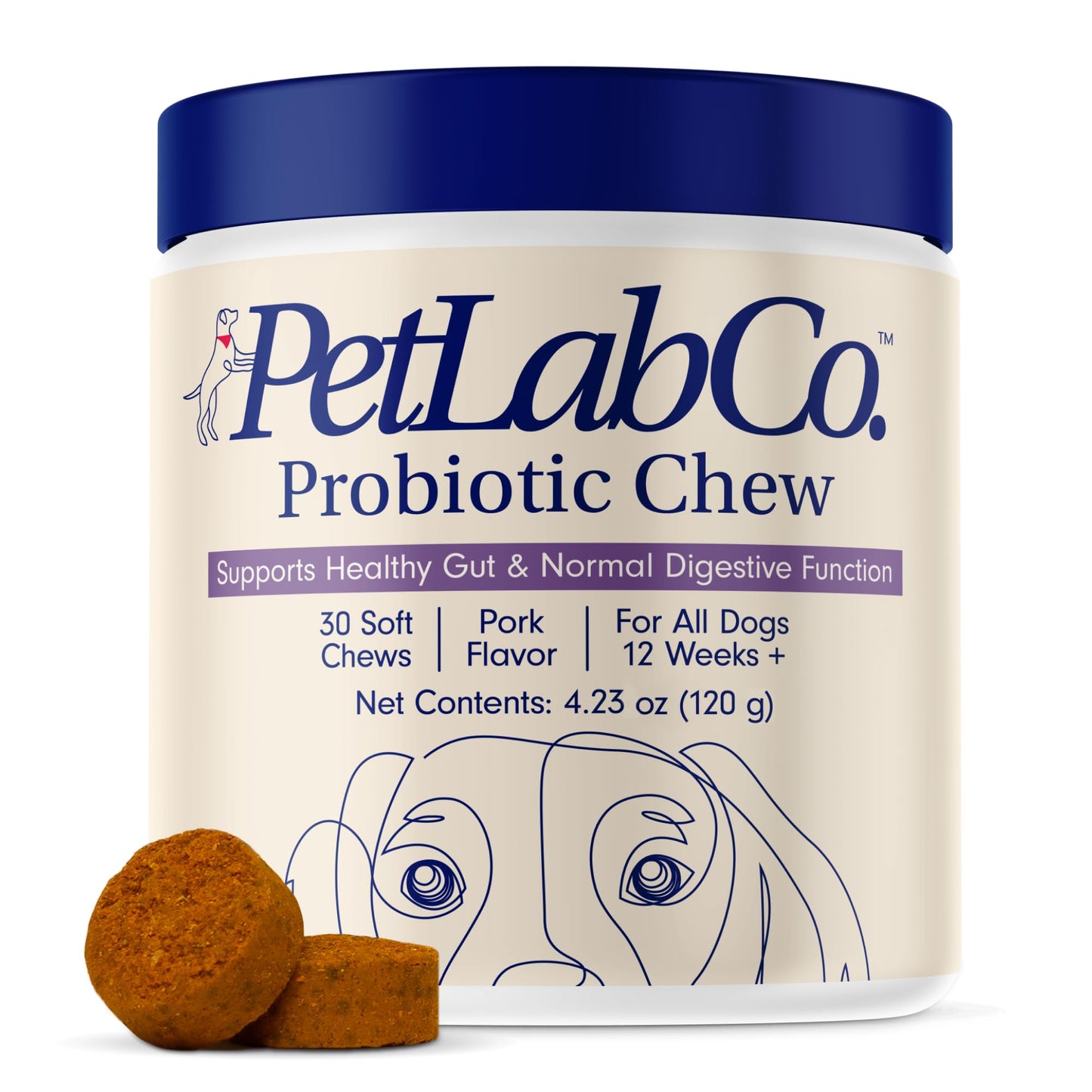 PetLab Co. Probiotics for Dogs, Support Gut Health, Diarrhea, Digestive Health & Seasonal Allergies - Pork Flavor - 30 Soft Chews - Packaging May Vary (Value 3-Pack)