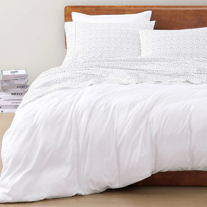 LANE LINEN 100% Organic Cotton Twin Sheets Set, 3Pc Twin Bed Sheets, Breathable Cotton Sheets Twin Size Bed Set, Dorm Room Essentials with 15" Twin Deep Pocket Fitted Sheet - White Sheets