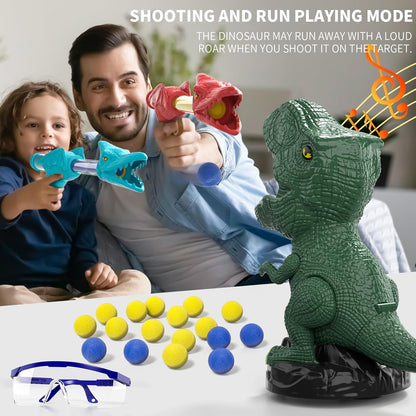 Dinosaur Toys Shooting Games for Boys 3 4 5 6 Years Old Movable Shooting Target Toy with 2 Pump Guns & 48 Foam Balls Outdoor Indoor Game Toy for Kids Ages 3-5 4-6 6-8 Toddlers Birthday Christmas Party