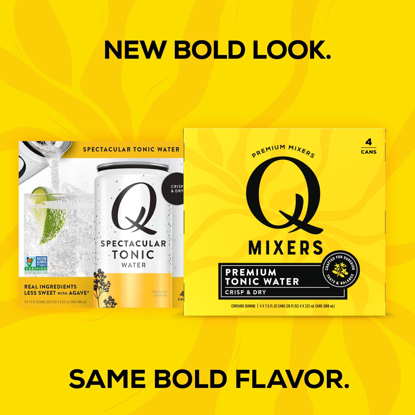 Q Mixers Tonic Water, Premium Cocktail Mixer Made with Real Ingredients, Only 45 Calories per Can, 7.5 Fl oz (Pack of 24)