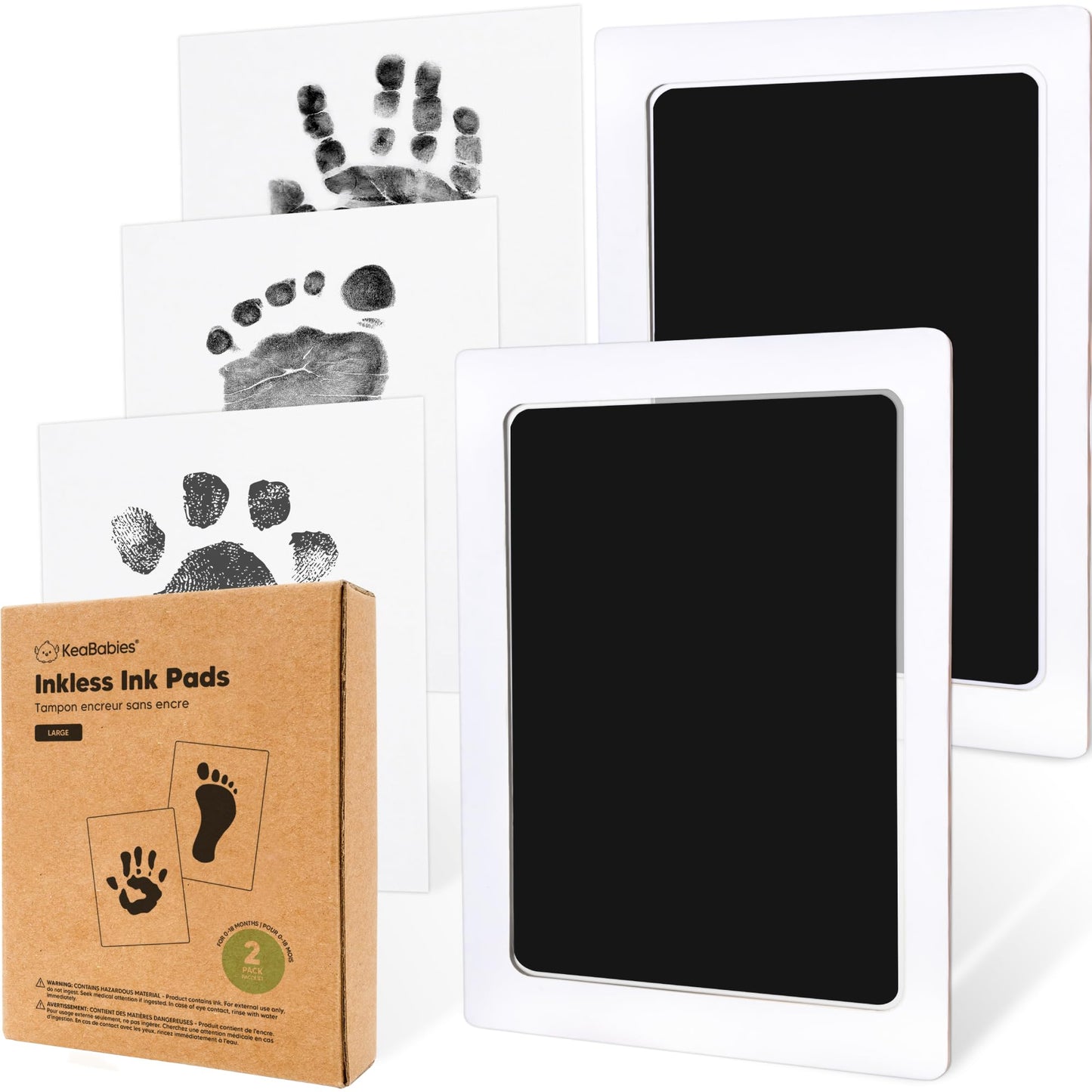 4-Pack Inkless Hand and Footprint Kit - Ink Pad for Baby Hand and Footprints - Dog Paw Print Kit,Dog Nose Print Kit - Baby Footprint Kit, Clean Touch Baby Foot Printing Kit, Handprint Kit (Jet Black)