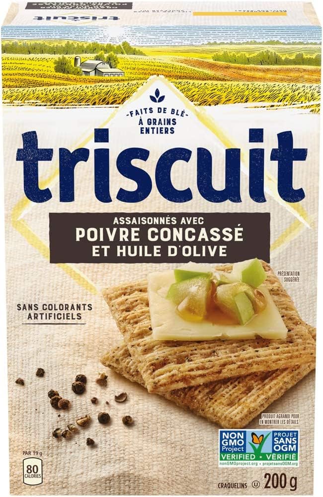 Triscuit Cracked Pepper & Olive Oil Crackers, 200g/7oz (Shipped from Canada)