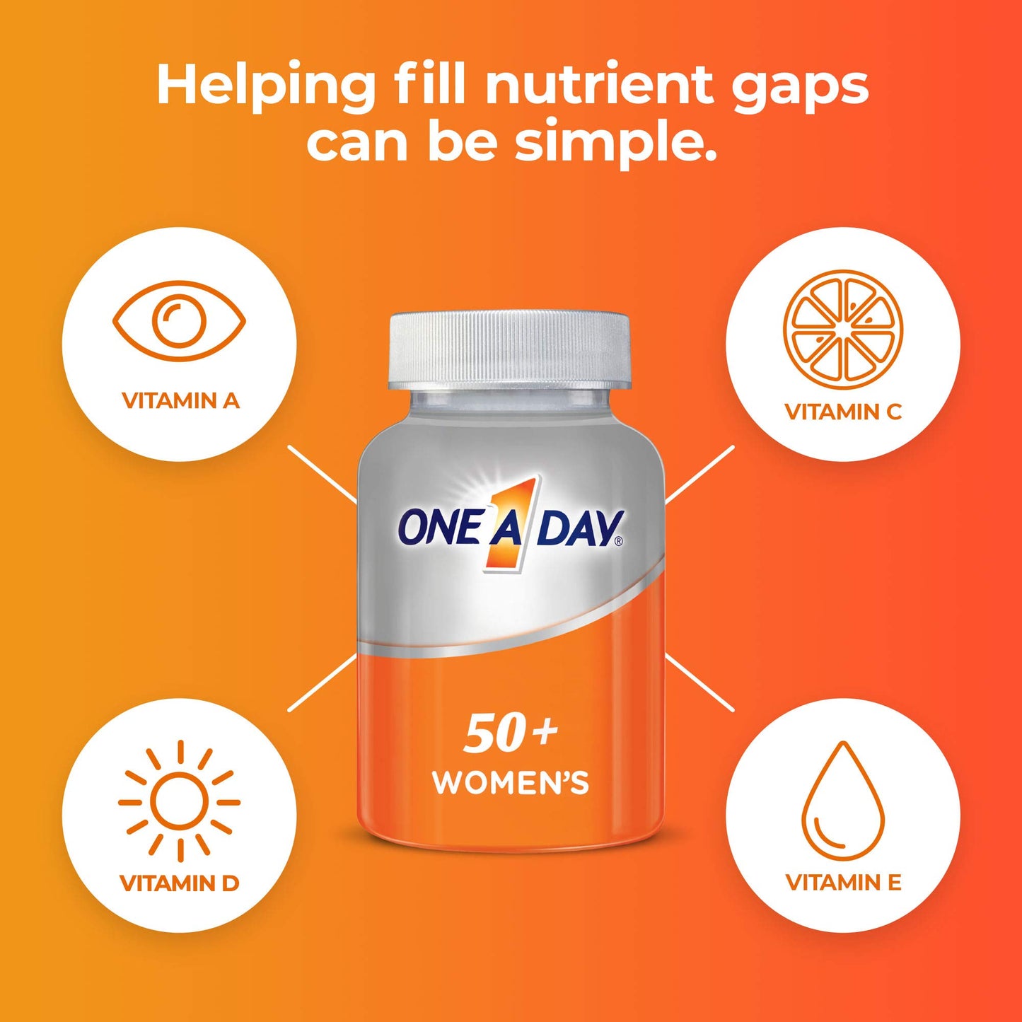 One A Day Women’s 50+ Multivitamins, Multivitamin for Women with Vitamin A, C, D, E and Zinc for Immune Health Support*, Calcium & more, 100 count