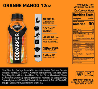 BODYARMOR Sports Drink Sports Beverage, Strawberry Banana, Coconut Water Hydration, Natural Flavors With Vitamins, Potassium-Packed Electrolytes, Perfect For Athletes, 12 Fl Oz (Pack of 8)