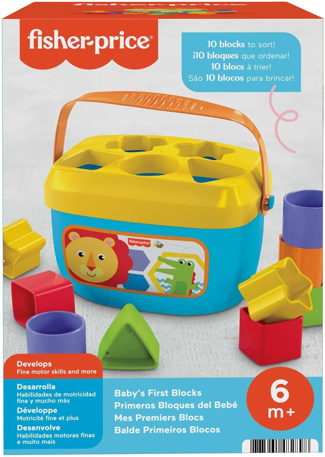 Fisher-Price Stacking Toy Baby's First Blocks Set of 10 Shapes for Sorting Play for Infants Ages 6+ Months