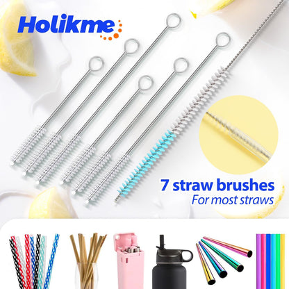 Holikme Bottle Brush Tube Cleaning Set, Long Handle Bottle Cleaner for Washing Narrow Neck Beer Bottles Wine Decanter Narrow Cup Pipes Sinks Cup Cover, White