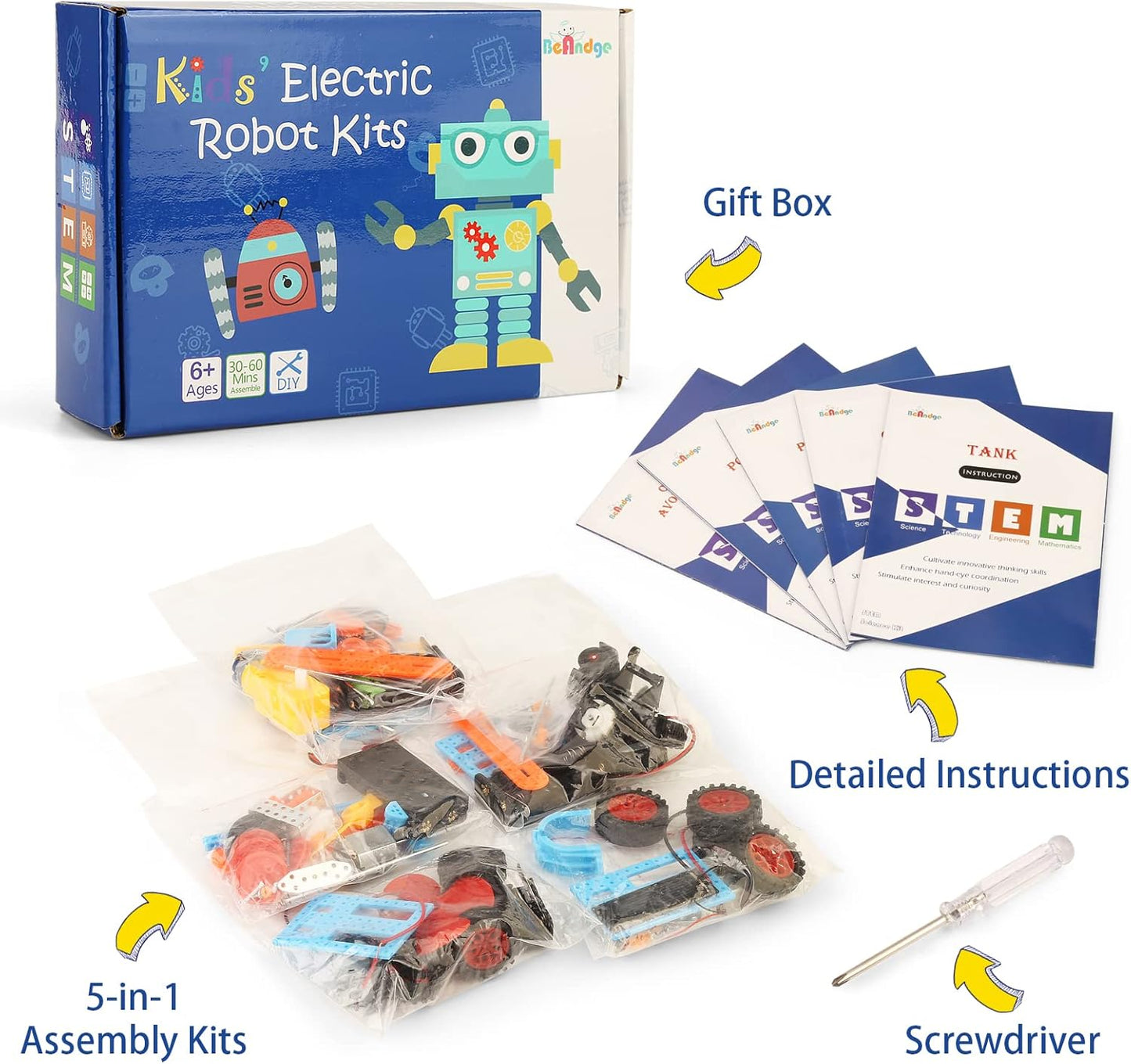 STEM Kits for Kids Crafts 6-8 8-12, Boys Gifts Toys for 6 7 Year Old Boy Birthday Gift, Robot Building Kit 5-7, STEM Toys Craft Kits 6Yr 7Yr Science Activities Robotics Age 8-10 8 9 10 11 12 Years