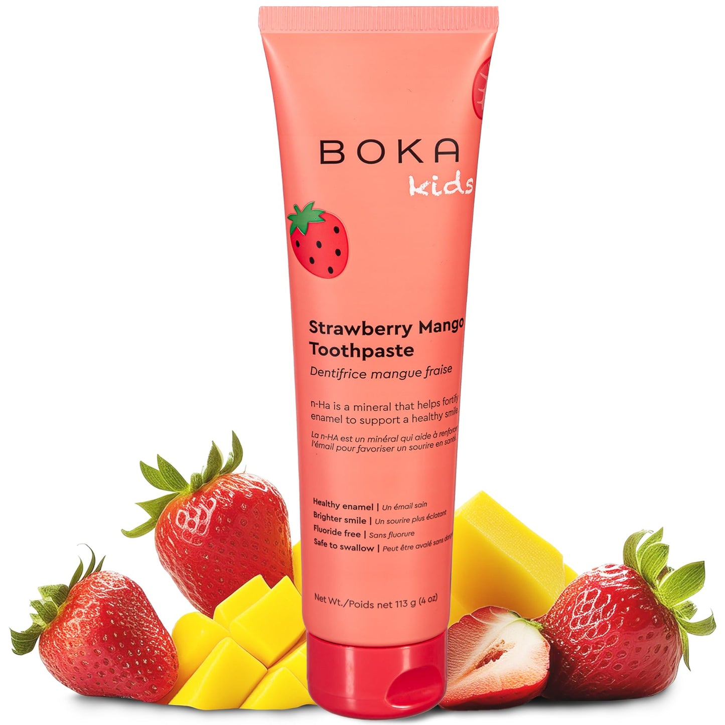 Boka Fluoride Free Toothpaste- Nano Hydroxyapatite, Remineralizing, Sensitive Teeth, Whitening- Dentist Recommended for Adult, Kids Oral Care- Orange Cream Flavor, 4oz 1Pk - US Manufactured