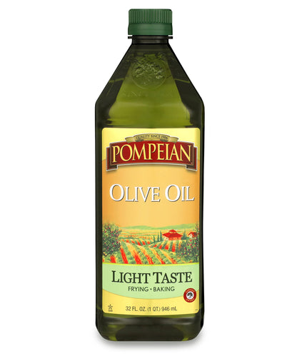 Pompeian Light Taste Olive Oil, Subtle Flavor, Perfect for Frying & Baking, Naturally Gluten Free, Non-Allergenic, Non-GMO, 32 FL. OZ.