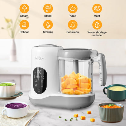 BEAR 2024 Baby Food Maker | One Step Baby Food Processor Steamer Puree Blender | Auto Cooking & Grinding | Baby Food Puree Maker with Self Cleans | Touch Screen Control, White