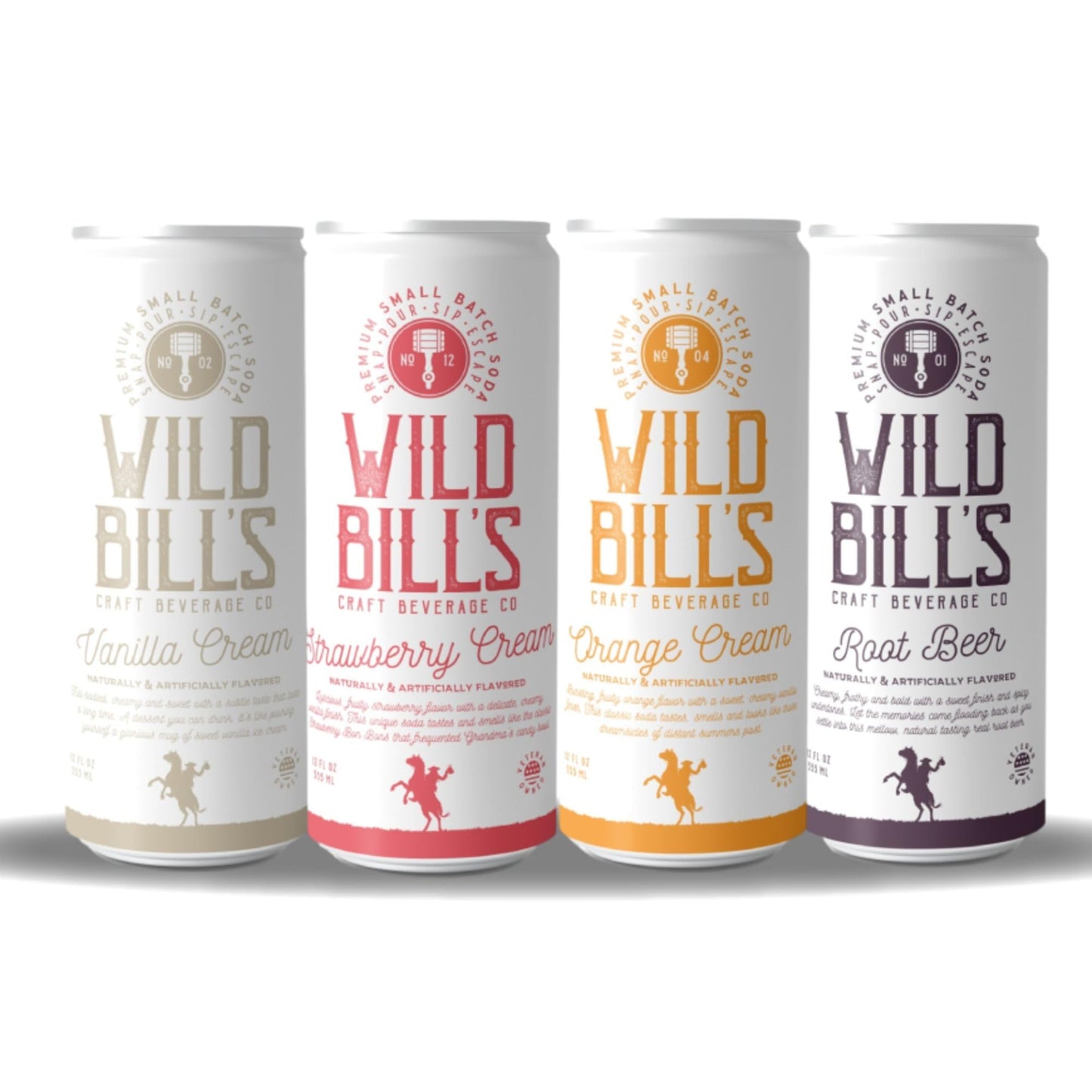 Wild Bill's Craft Soda Soft Drinks Fruity Variety Pack, Strawberry, Grape, Rocket Pop, Black Cherry, Orange Cream, Pure Cane Sugar, Caffeine Free, NO High Fructose Corn Syrup, Gluten Free 12 Pack