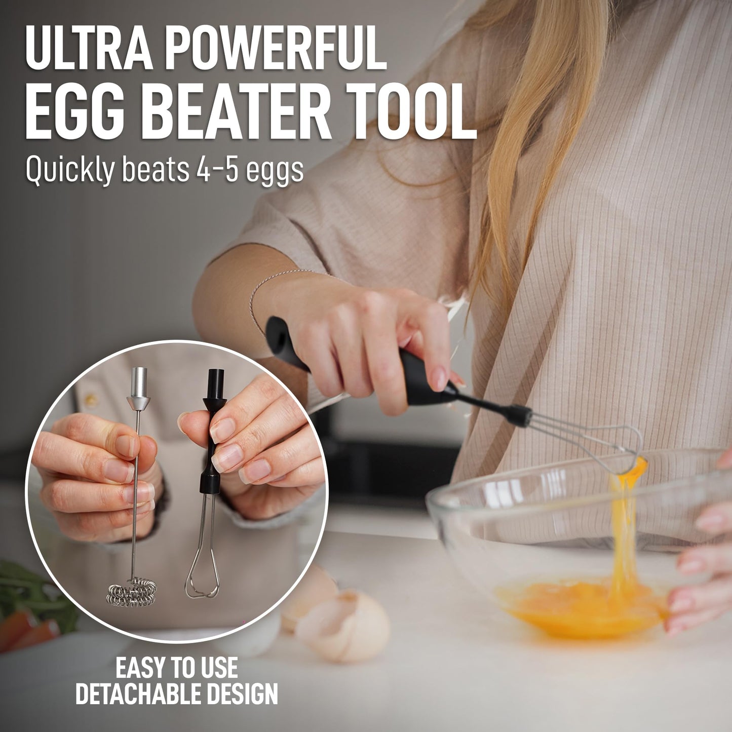 ElitaPro Powerful Milk Frother Wand - 2 in 1 Handheld Coffee Frother and Egg Beater - Mini Foam Maker With Stand - Whisk Drink Mixer & Foamer for Coffee, Latte, Matcha, Hot Chocolate (Exec Black)