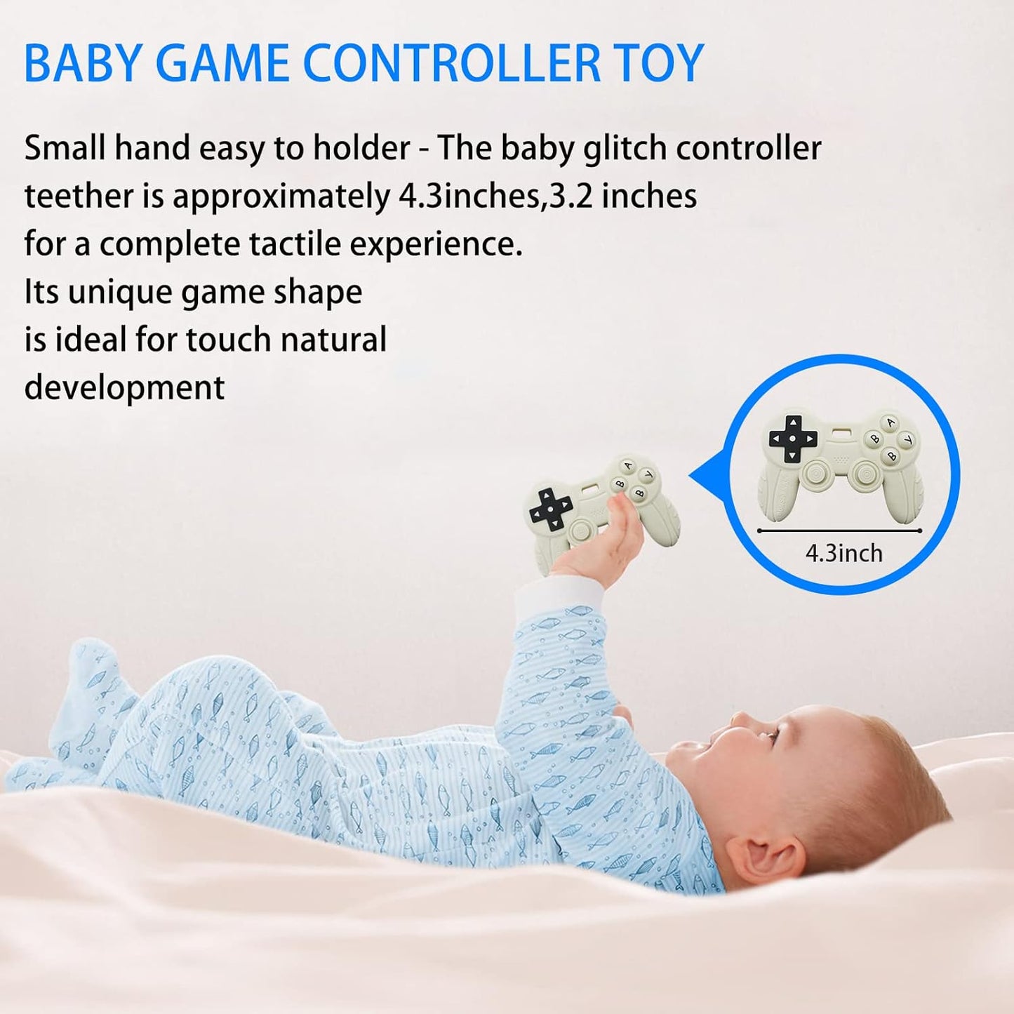 Cool Remote Game Control Teething Toy for Babies 0-6 6-12 Months,Game Controller Teether for Gamer Parents,Baby's First Valentines Day Gifts,Silicone Remote Chew Toys（White