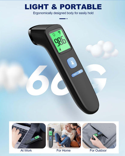 ANMEATE No-Touch Forehead Thermometer for Adults, Infrared Digital Thermometer for Kids, Touchless Baby Thermometer, Accurate Reading with Large Display, Mute Mode, Memory Recall, Fever Alarm