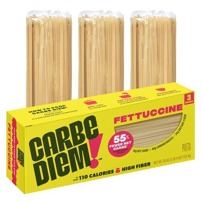 CARBE DIEM! Spaghetti | 3x 12oz Bags | Lower Net Carb Pasta with a Traditional Flavor & Texture | Pasta Re-Imagined for Healthy Lifestyles | Spaghetti Pasta | Spaghetti Noodles | Lower Calorie Pasta