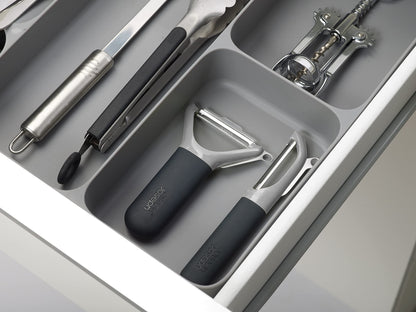 Joseph Joseph DrawerStore Compact Utensil Organizer For Kitchen Drawer Silverware, Flatware Tray, Small, Grey