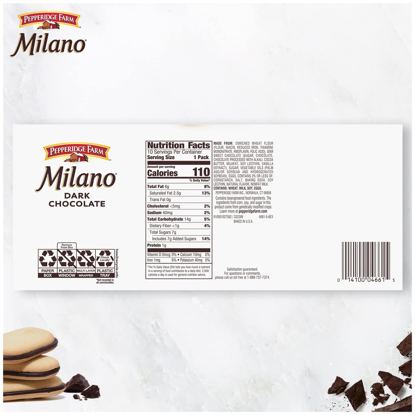 Pepperidge Farm Milano Milk Chocolate Cookies, 6 OZ Bag (15 Cookies)